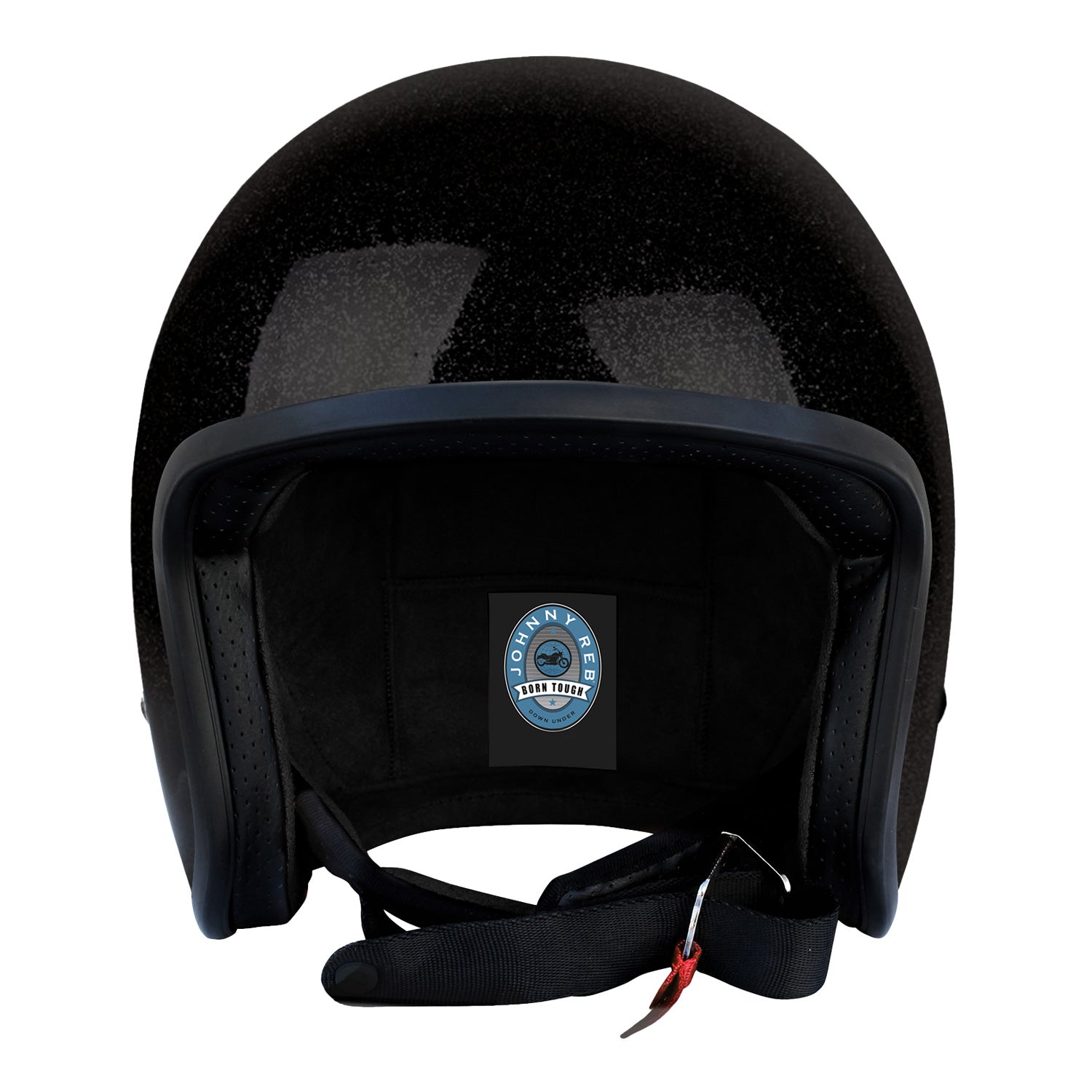 black glitter motorcycle helmet Johnny Reb Burke Open Face Helmet