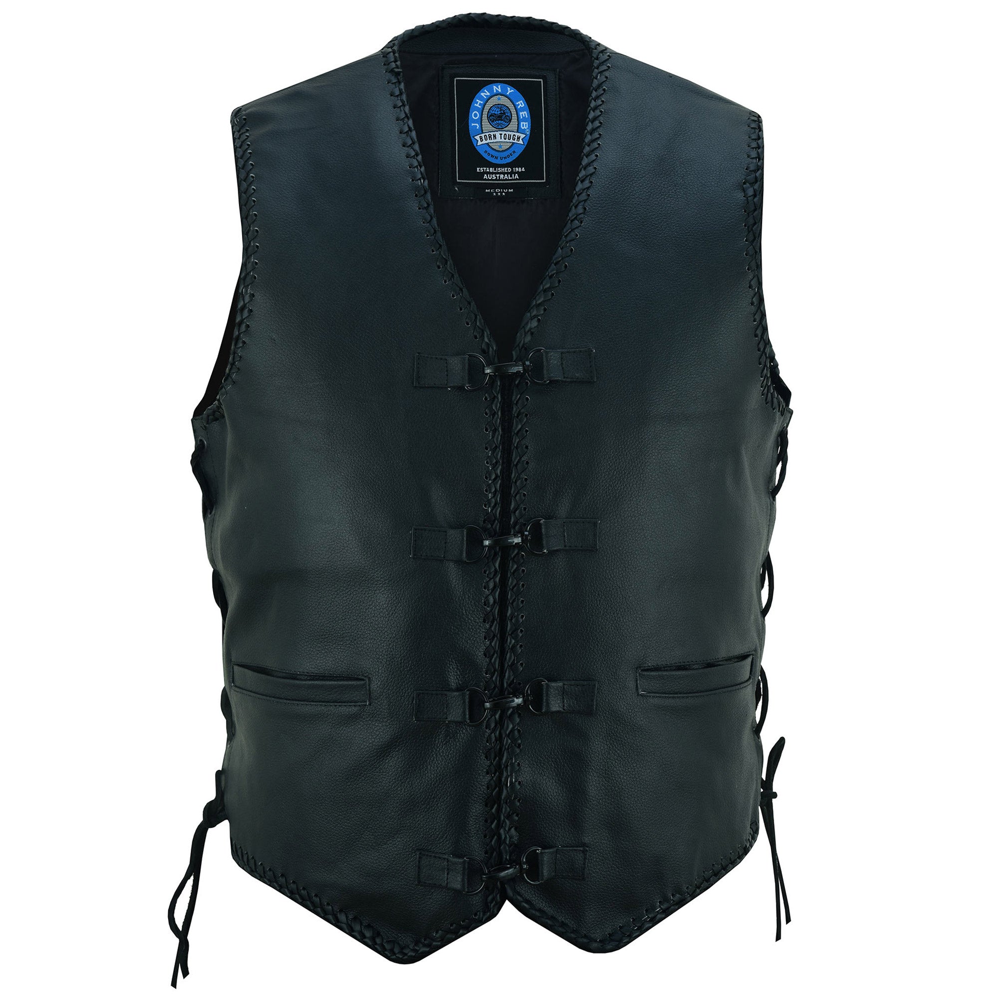Johnny Reb Capricorn Leather Vest – Black – Men's – Motorcycle Casual – JRV10001