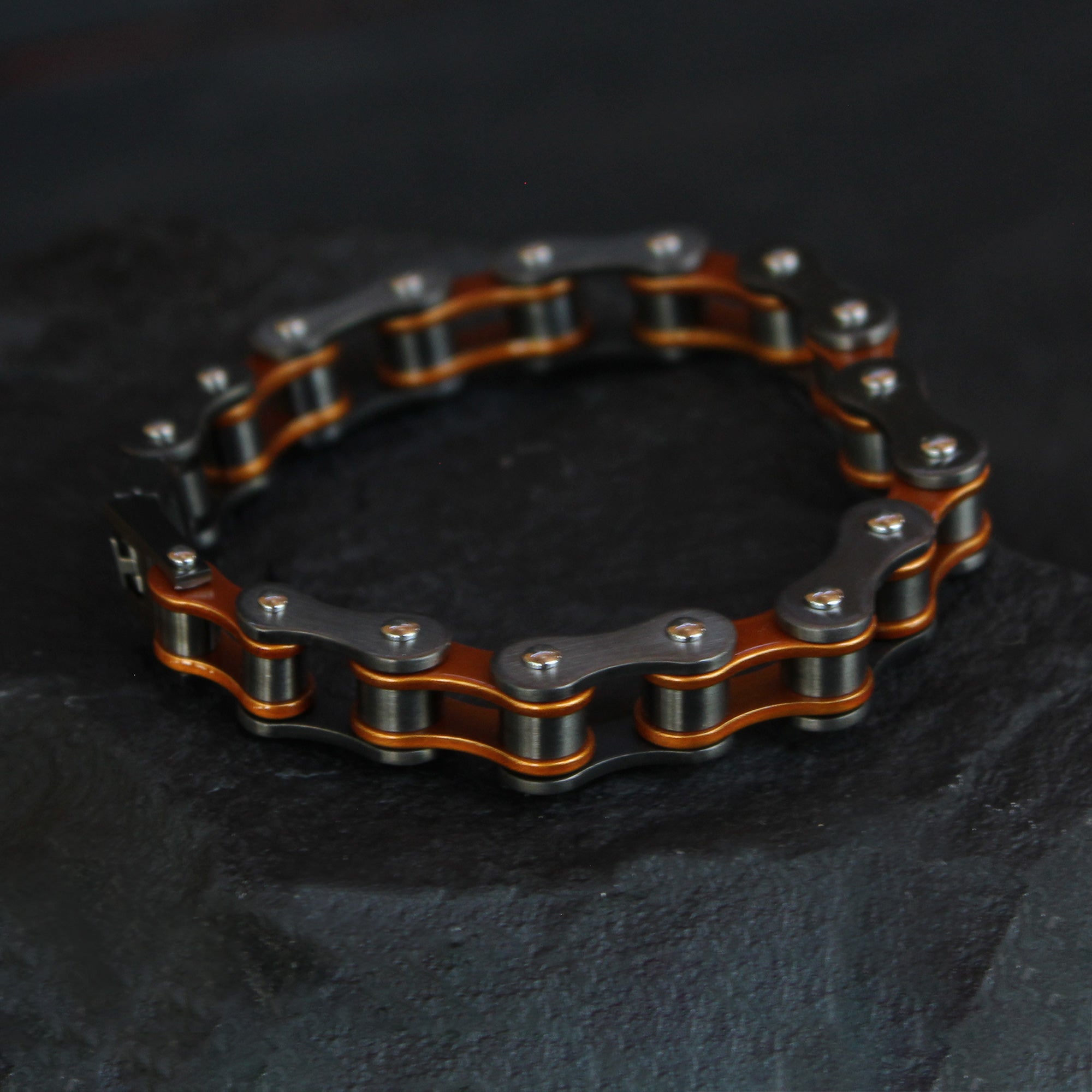 Bike Chain Bracelet - Black/Orange