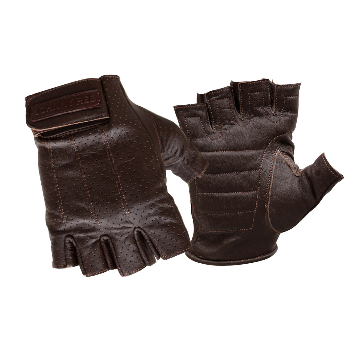 Johnny Reb Sandover Perforated Fingerless Gloves Chocolate Brown