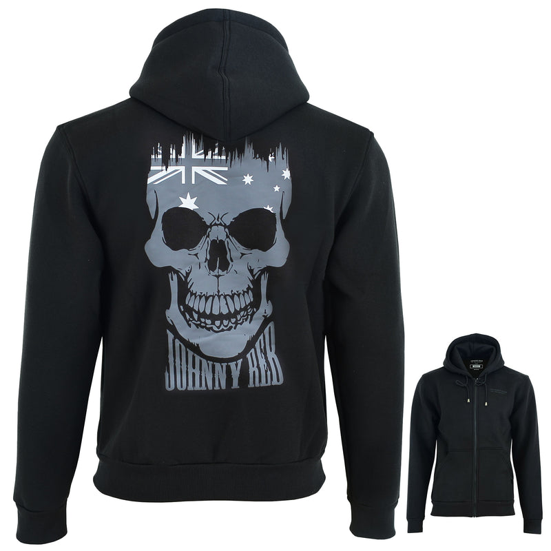 Men s Aussie Skull Full Zip Hoodie Johnny Reb
